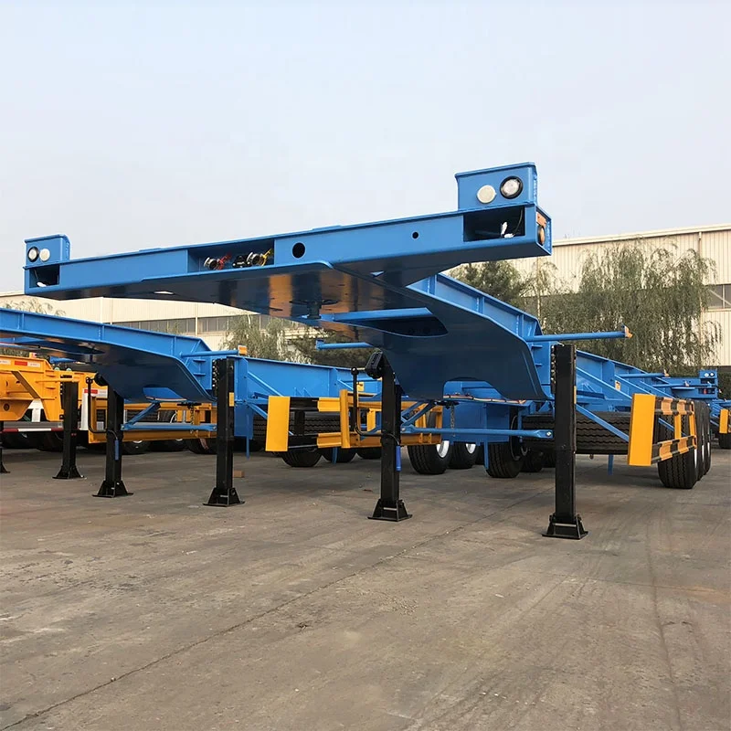 45ft Gooseneck Skeleton Chassis Semi Trailer Steel Customized Panda Truck Trailers Car Carrier Truck Trailer 12v / 24v, 7 Line
