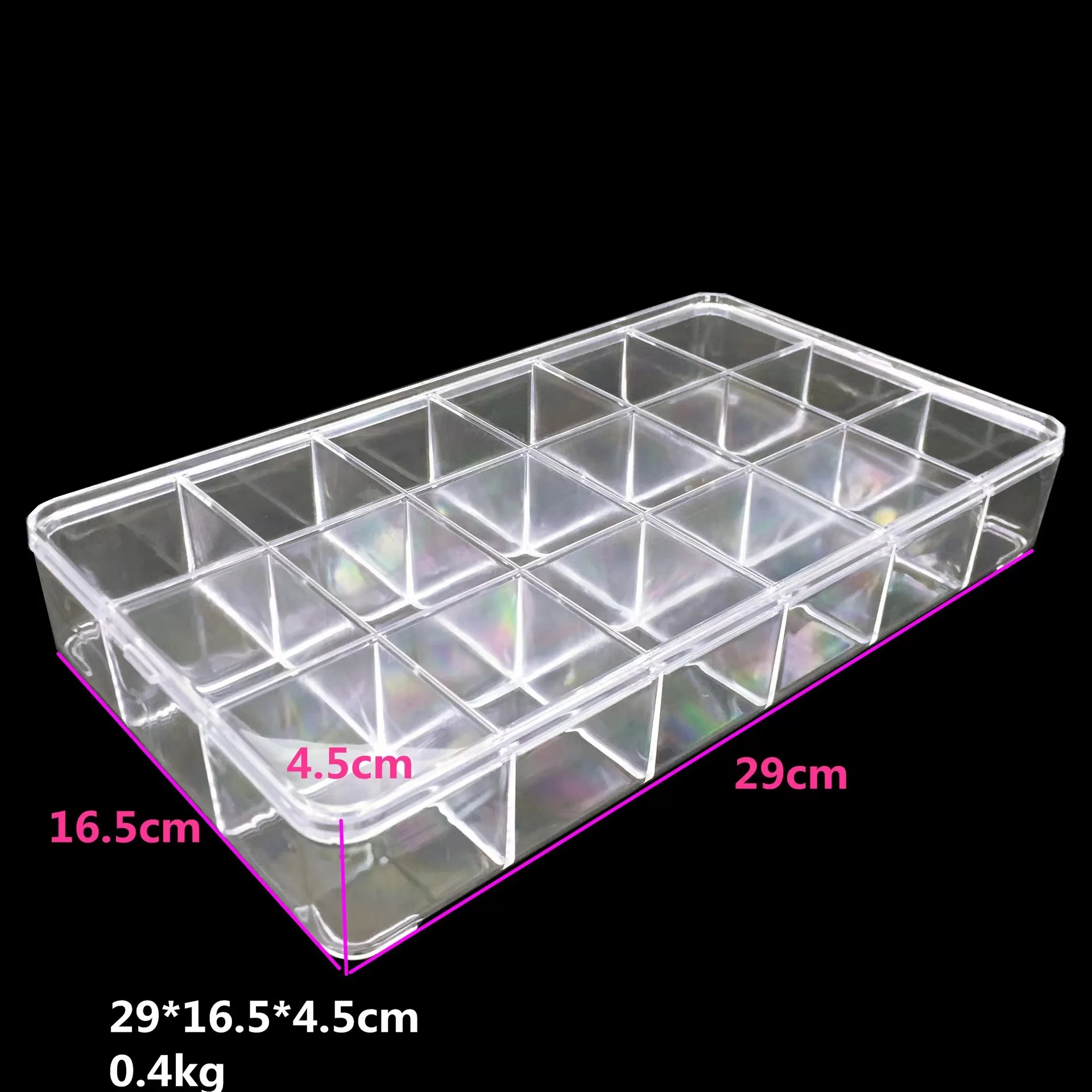 AEPB-18 18 Grids Acrylic Clear Plastic Organizer Box Storage Container with Dividers for Washi Tape,Jewelry,Beads Art DIY Crafts