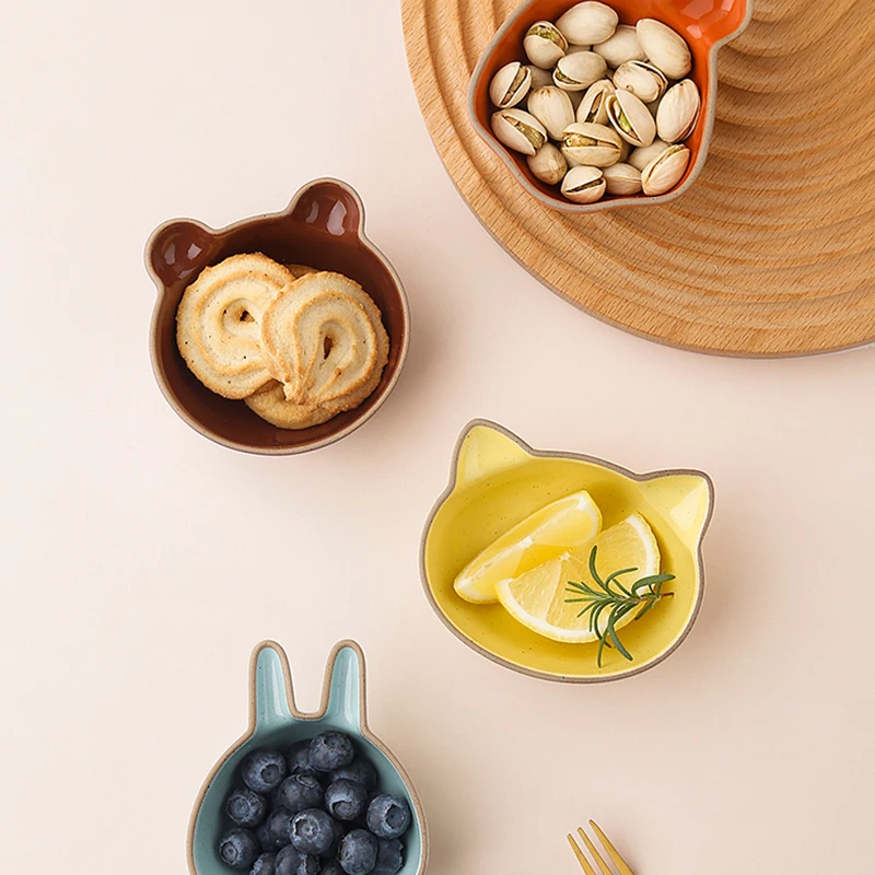 Creative Small Cat Shape Ceramic Plates Dishes Food Soy Sauce Dessert Snack Dipping Dish