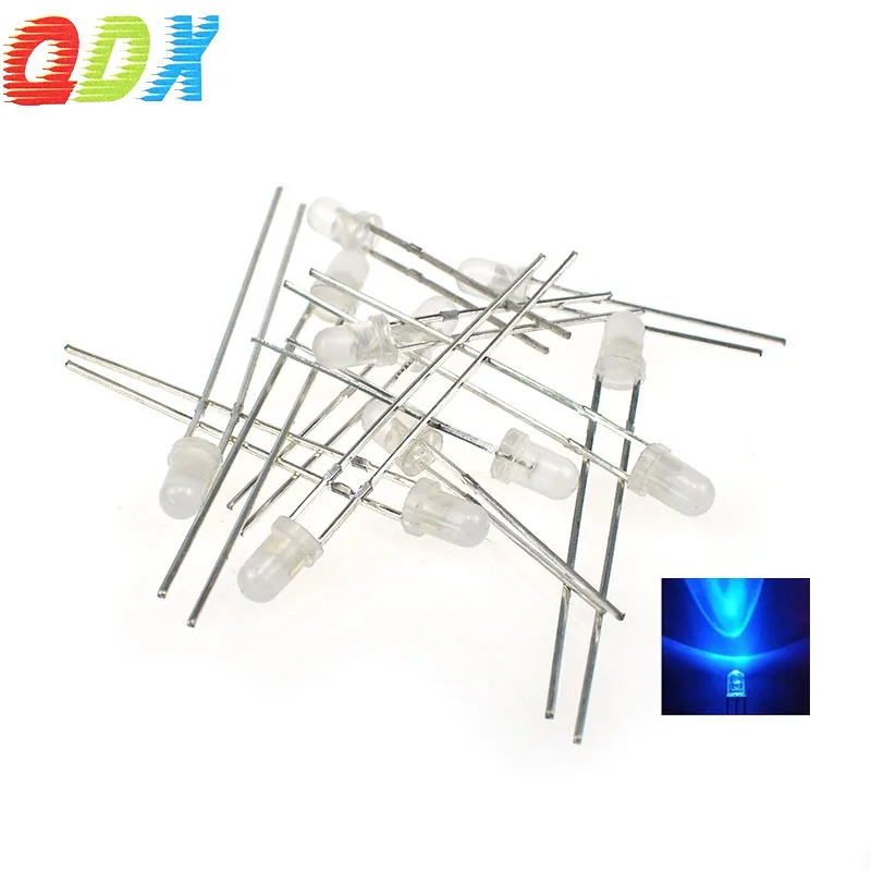 Manufacturer customized LED Water clear lens 3mm blue diffused super bright led diode round in-line lamp beads quality3.0-3.2V