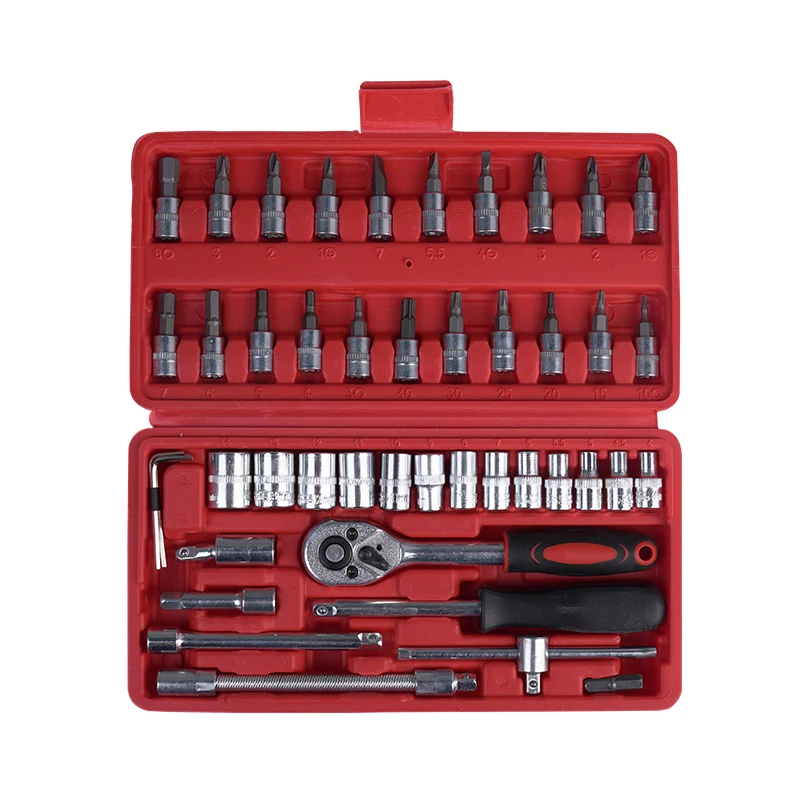 DIY Carbon Steel Socket Wrench Tool Set OEM Customizable Combination Repair Use 1-Year Warranty Case Box Packaging