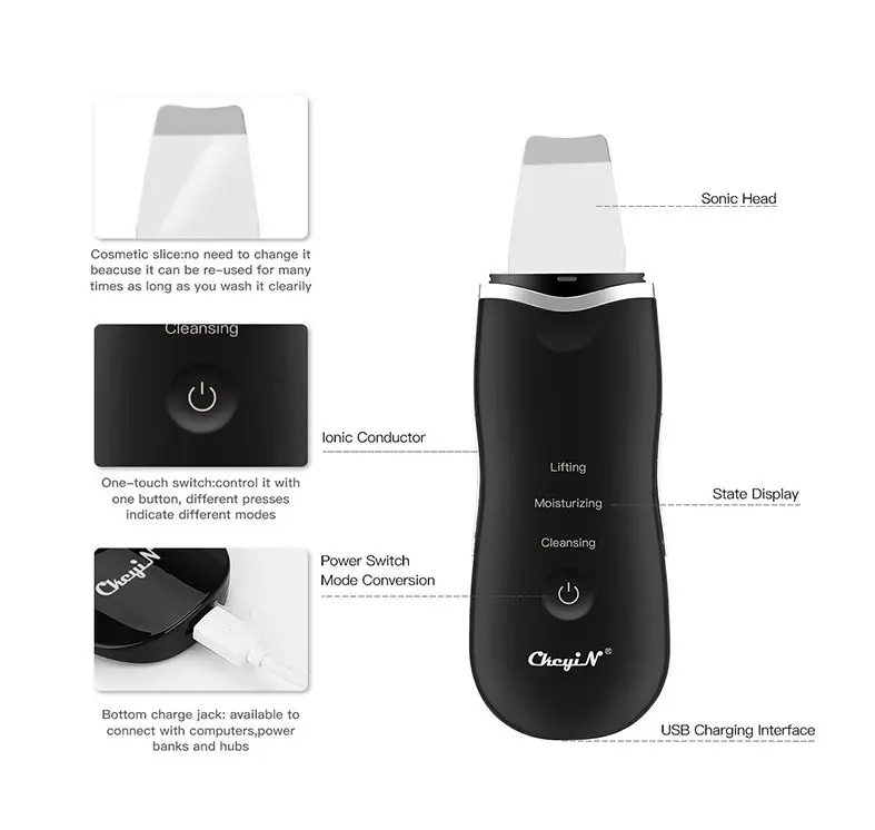 Beauty Care Exfoliating Skin Rejuvenating Instrument Ultrasonic Skin Scrubber