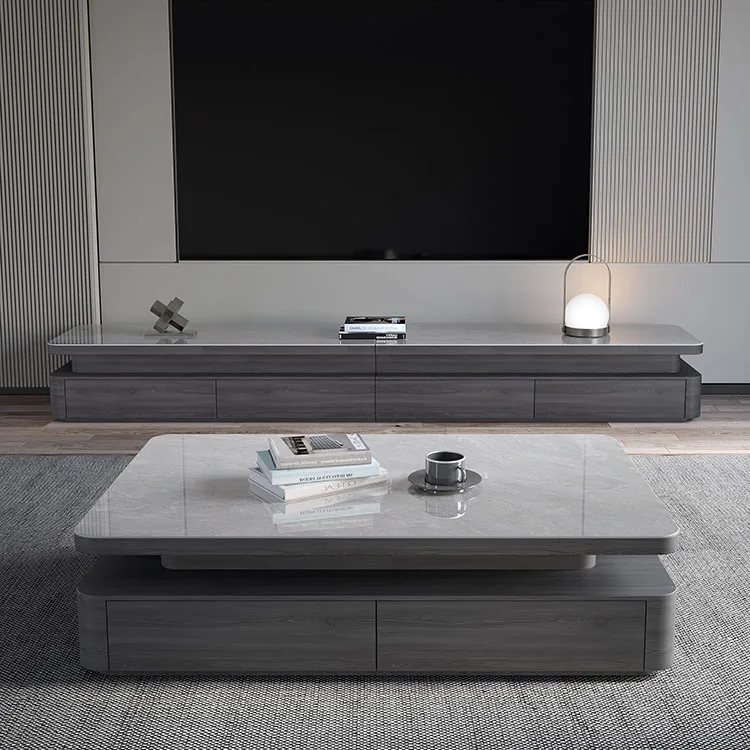 Italian rock panel coffee table and TV cabinet combination modern and simple small living room household Nordic floor cabinet