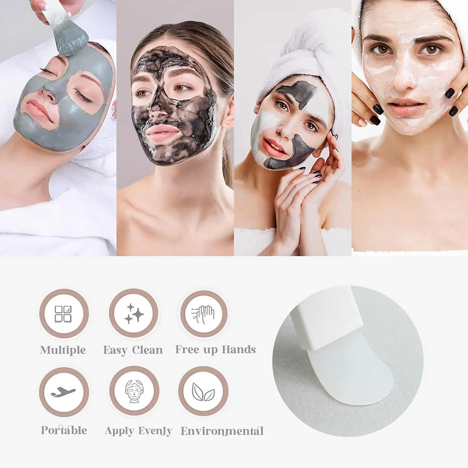 4Pcs Mini Facial Mask Applicator Travel Silicone Face Mask Brush Soft Beauty Tool Reusable Travel Cream Mud Mask Brush
