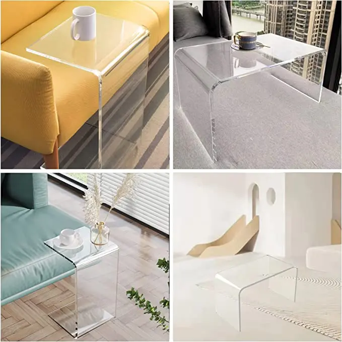 Clear Bedroom  Multipurpose Small C-Shape End Table Bed Desk Laptop Table for Living Room Acrylic Side Table