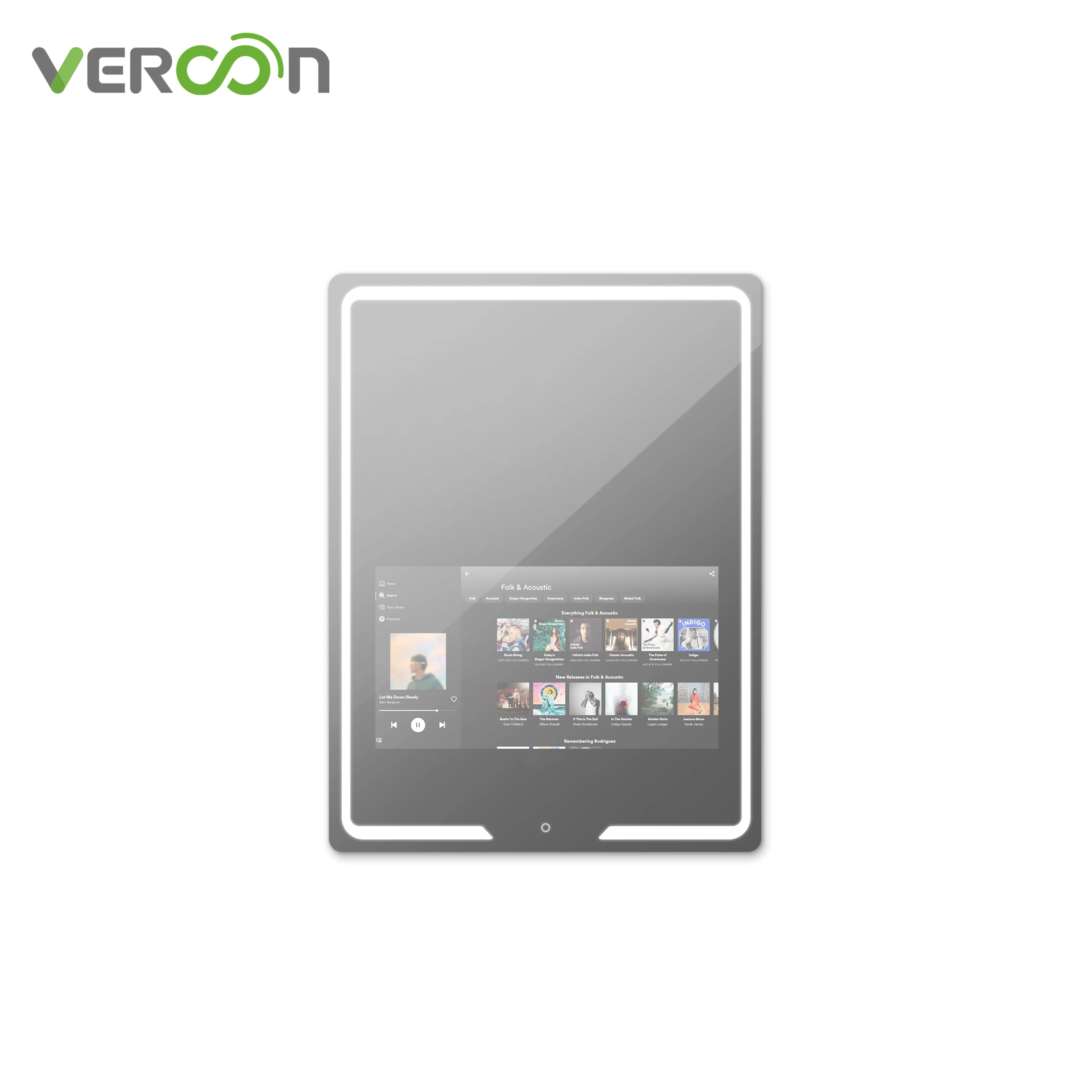 Vercon 2024 LED Lighted Smart Bathroom Touch Screen Smart Mirror Illuminated Wall Mounted Vanity Mirror Speaker Bluetooth