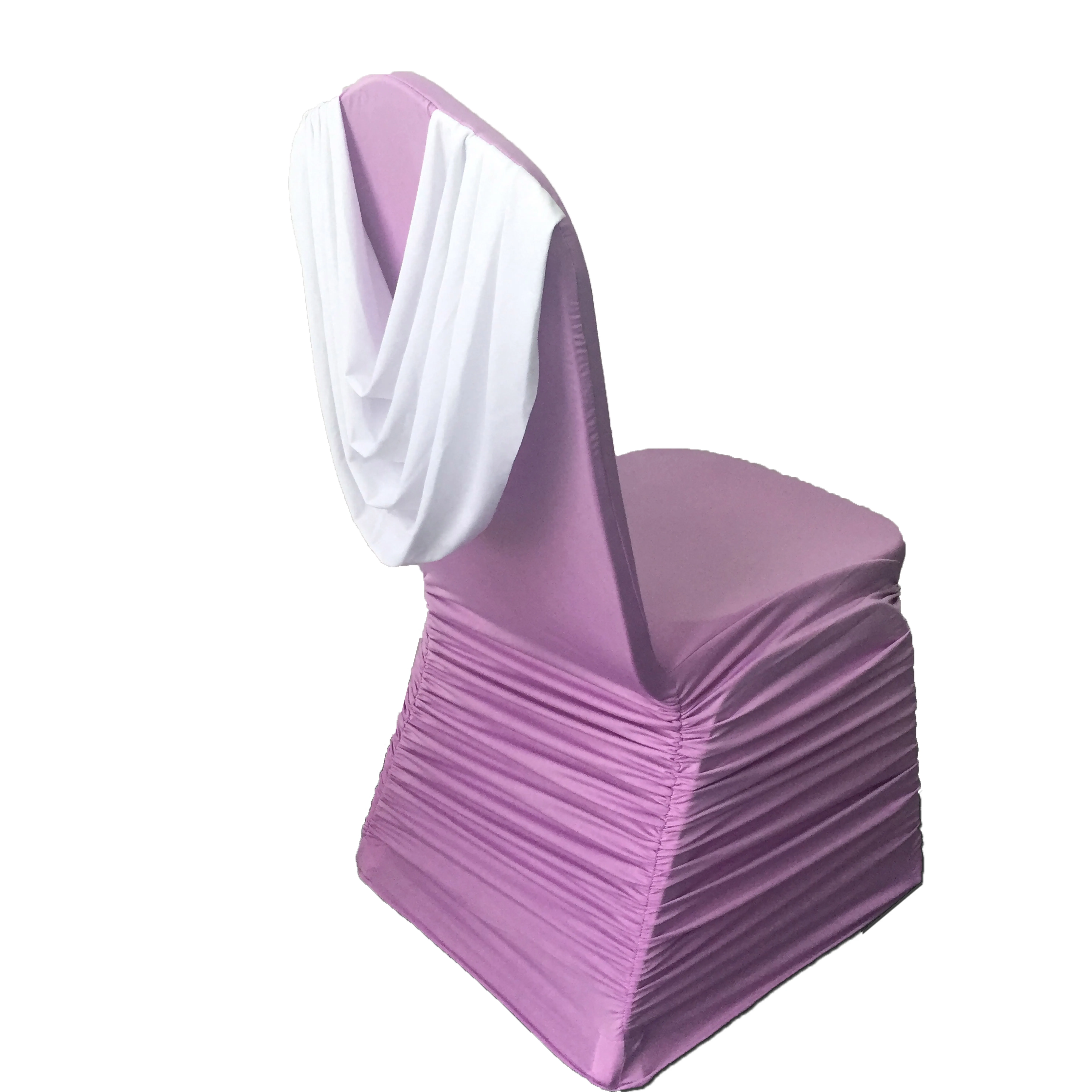 Cheap fashion spandex swag back ruffled wedding chair cover