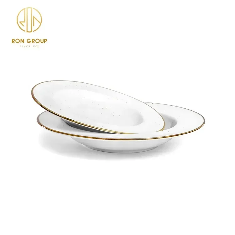 wholesale hot selling white color ceramic unbreakable dinnerware hand shape pasta plates for western restaurant porcelain plate