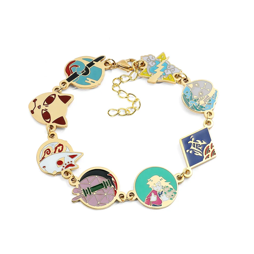 Anime Cartoon Demon Slayer Inspired Bracelet  Enamel Pendant Beads Bangle Bracelet for Women Men Jewelry