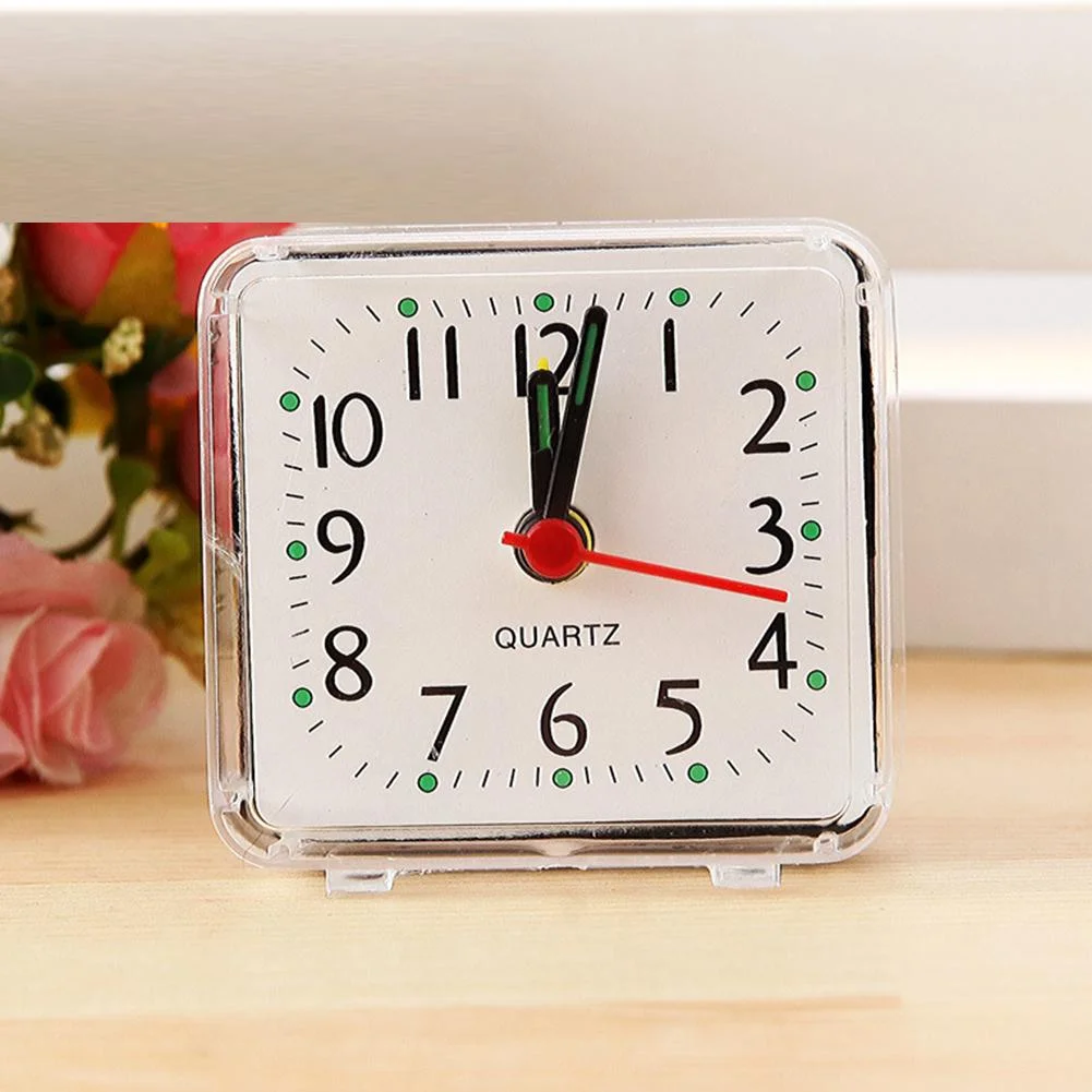 Alarm Clock Square Portable Plastic Table Clock Battery Operated Bed Clock for Student Adult Morning Call(Green)