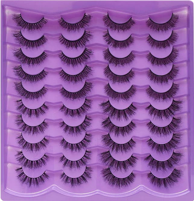 20 Pairs 3D Faux Mink Eyelashes Natural Volume Fluffy False Eyelashes Dramatic Fake Lashes with free Logo DIY Lash Extension Set