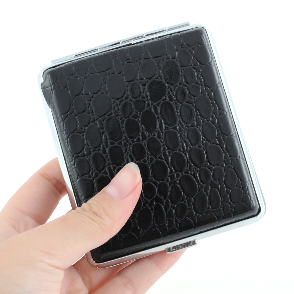 
Cigarette Box Rectangular Metal Party OEM Craft Logo Smoking Accessories Wholesale Rolling Machine Leather Cigarette Case 