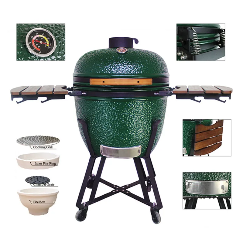 UR-health Garden outdoor ceramic charcoal grill whole chicken lamb chops grill charcoal barbecue smoker 18-inch