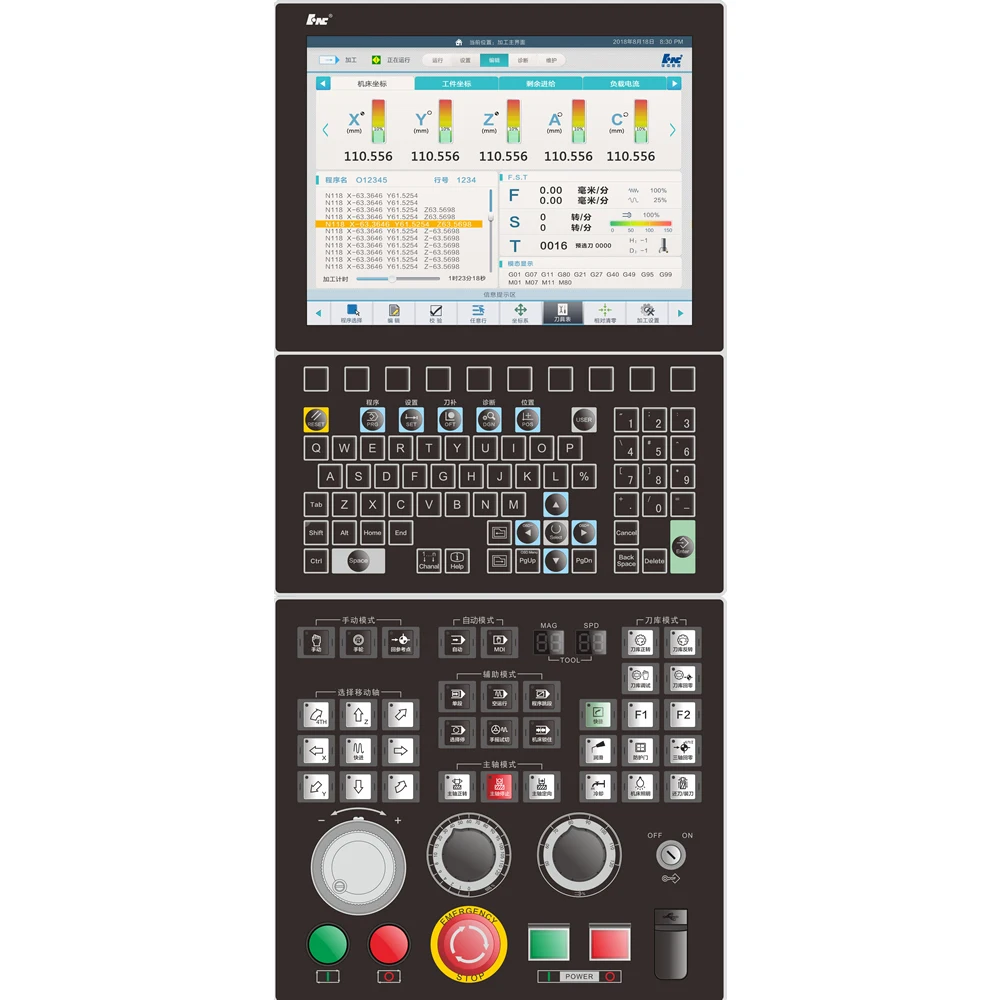 HNC-818D 5 axis cnc machine control panel for Milling Machining Center