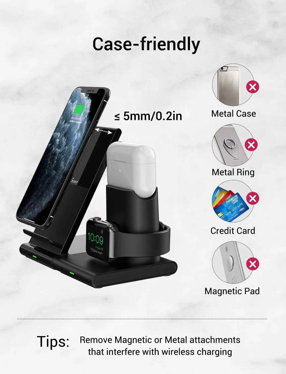  Лидер продаж на Amazon OEM-держатель для телефона зарядная станция стандарта Qi 10 Вт быстрая Беспроводная площадка 3 в 1 AirPods Apple