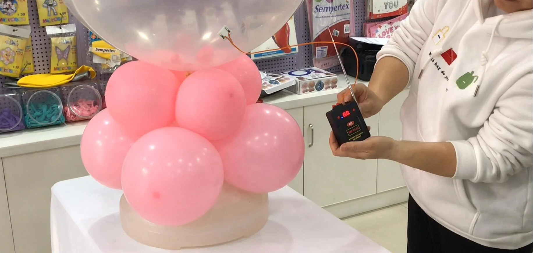 10 Cue Remote Control Balloon Bursting System With Ci9 and Balloon Stuffing Tool For Wedding Party Birthday detonation Balloons