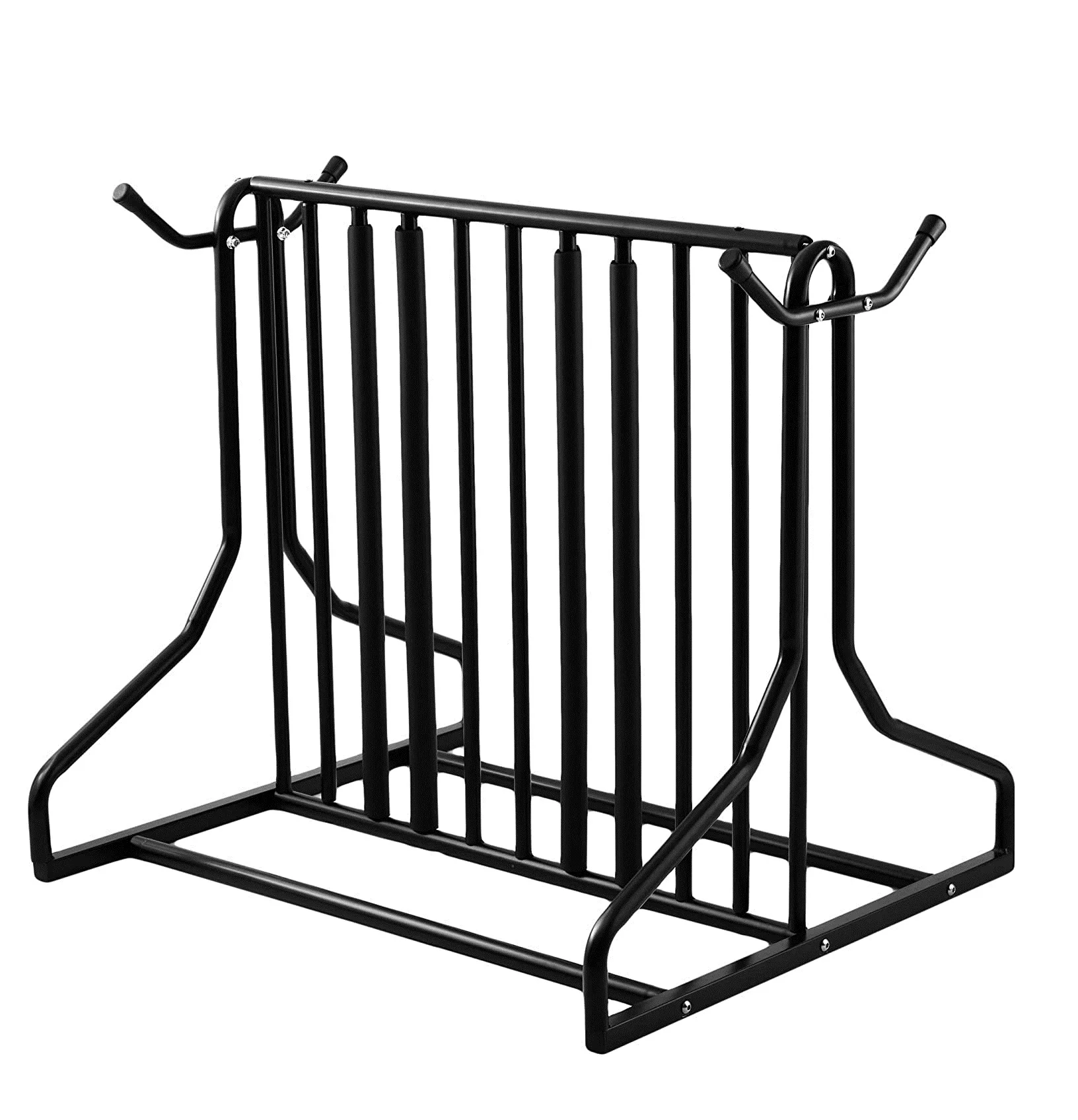 Metal Bike Floor Parking Rack with Storage Hooks  Hangers for Home Organizer