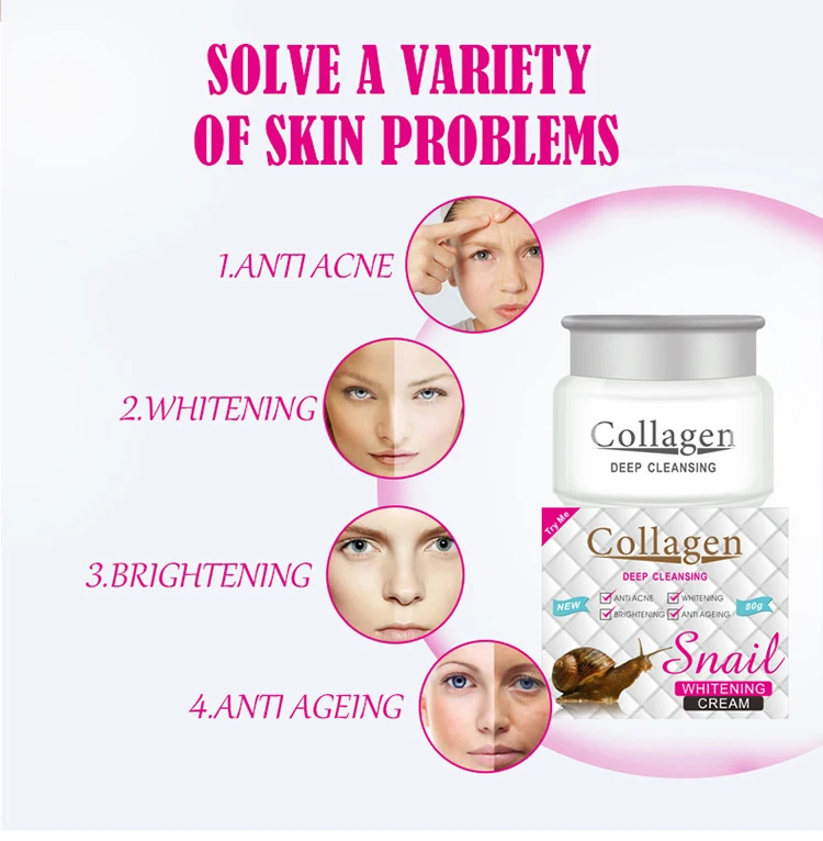 
Oem Factory Supplier Multi Skin Problem Slover Skin Rescue Whitening Repair Anti Aging Snail Extract Cream 