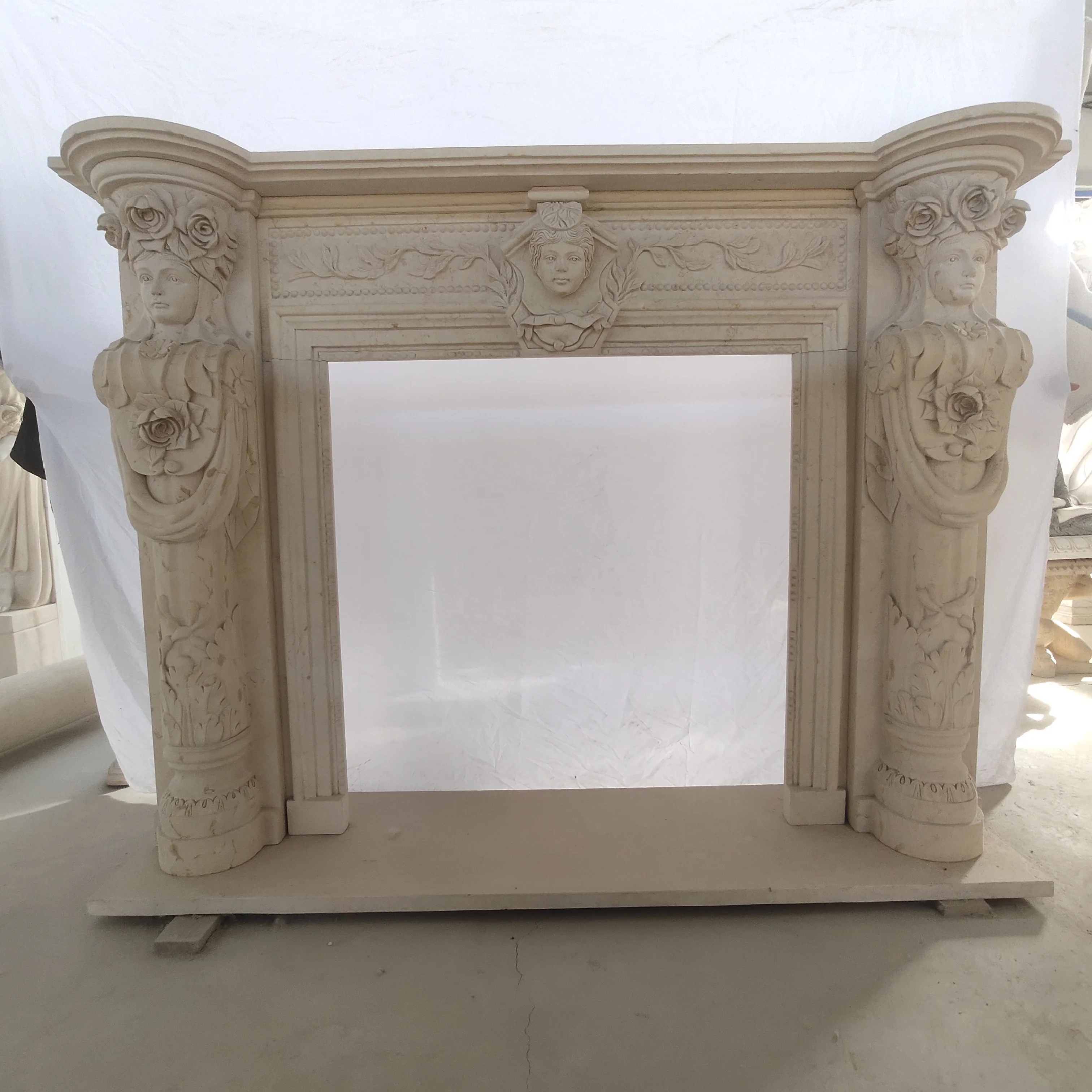 freestanding large sculpture carved white marble chimney fireplace surround from china