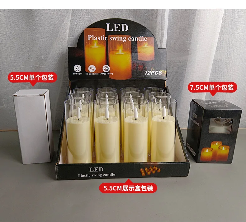 Wholesale Acrylic Cup White Flicker Moving Wick Led Candle 3D Bullet Shape Flameless Pillar Electric Candle For Home Decoration