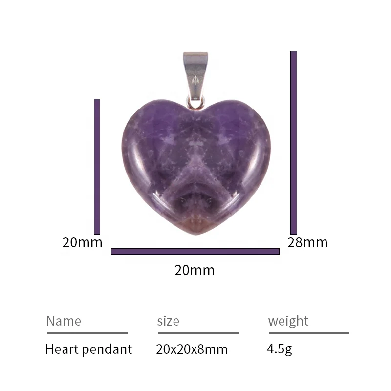 Fashion Jewelry Assorted Healing Natural Stone Pendants Healing Crystal Heart Shaped Pendant For Jewelry Making