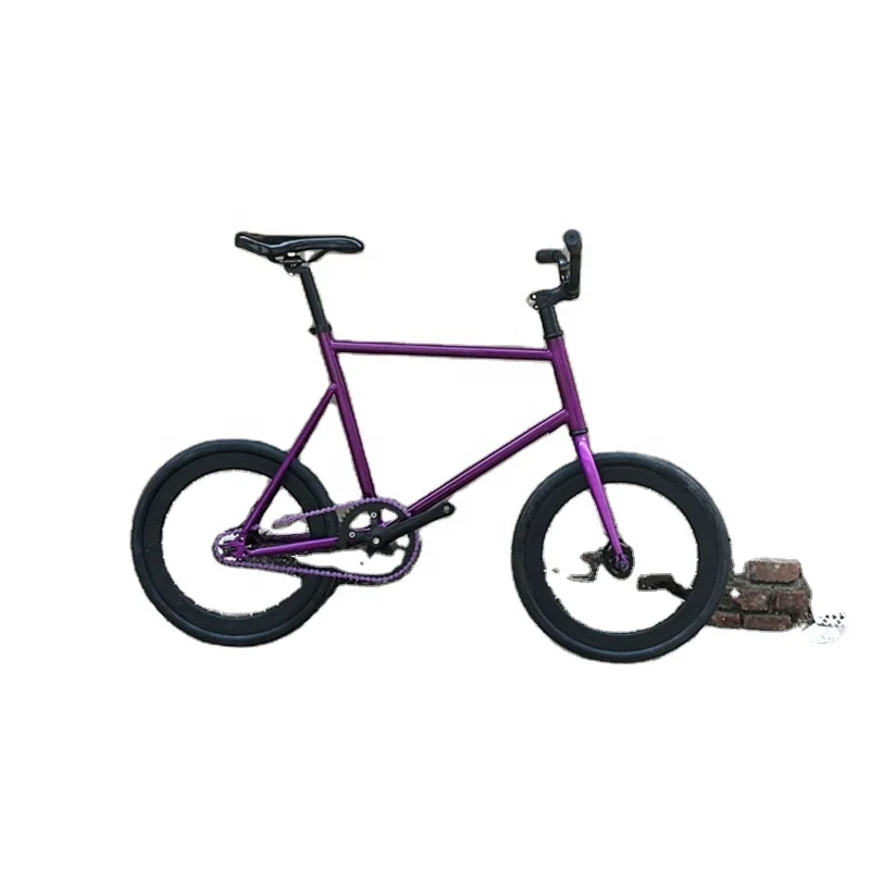 20 Inch Fixed Gear Bike Single Speed Retro Bicycle Fixie Vintage Sliver Frame Mini Vinbicycle With Basket Cycling Accessories