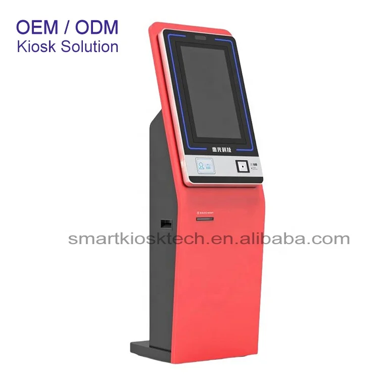 19 inch 21.5 inch Self check in kiosk Credit card reader cash  payment self service coupon  ticket printing kiosk