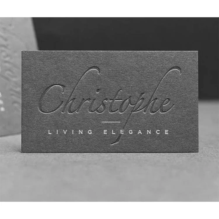 Natural Gray Cotton Luxury Business Cards Printing, Custom Embossing Namecard Printing