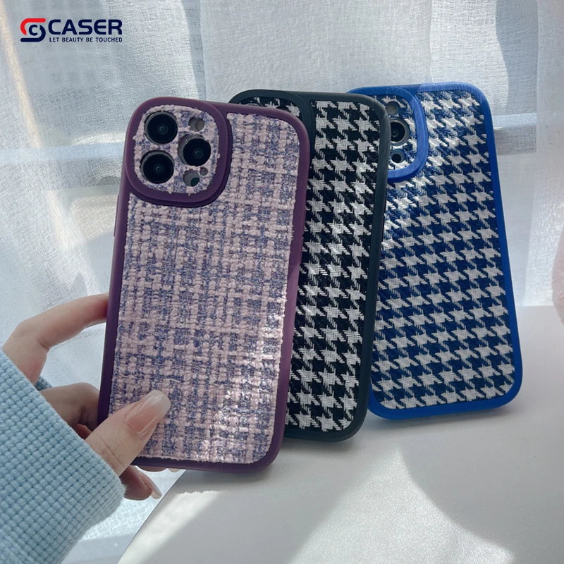 Hot Sale Product Retro Style Fabric Cell Phone Cover Knitted Flannelette Silicon Phone Cover For iphone 14 13 12 11 pro max