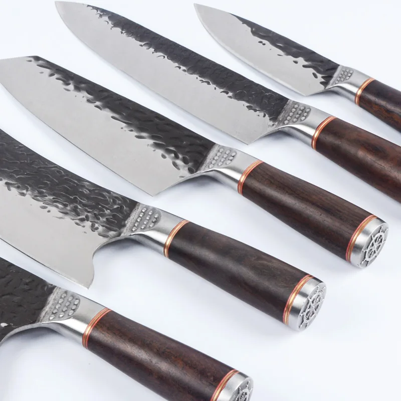 Professional 8.5 inch stainless steel butcher knife forged blade kitchen chef knife with ebony handle