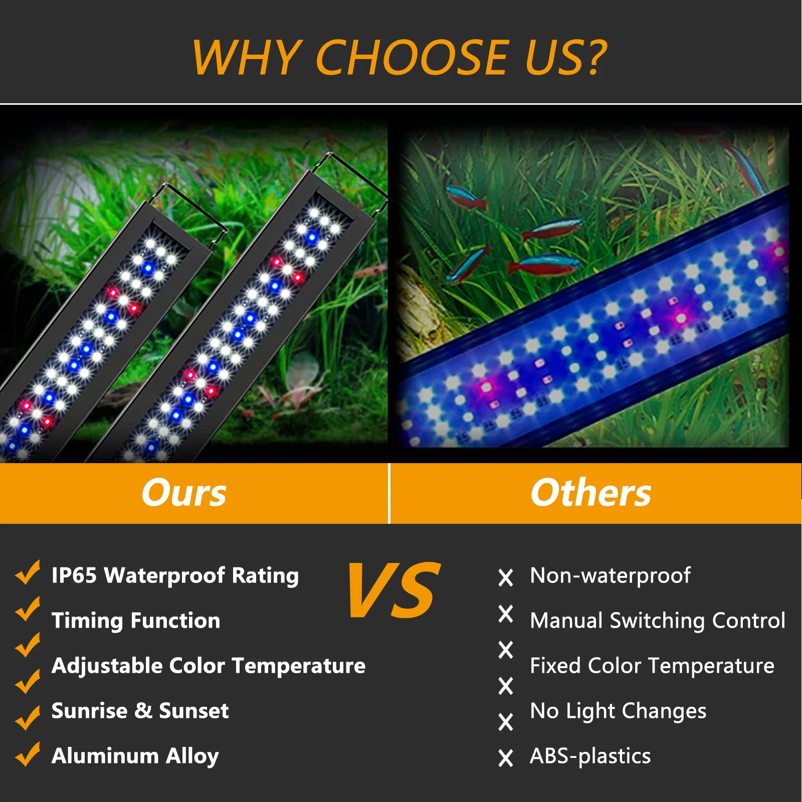 Wholesale OEM/ODM available  9 Watts Full Spectrum Plant LED Aquarium Light suitable for 12-18 inch
