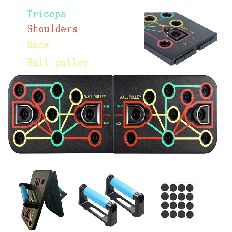 Home Gym System Large Compact Push up Board Pilates Bar Fitness Accessories with Resistance Bands