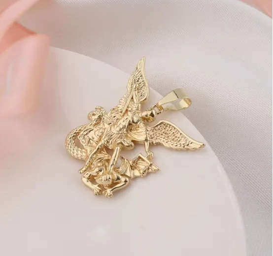 AP567 католические подарки модные религиозные украшения Cadena goldfled San Miguel 14K Saint Michael подвеска