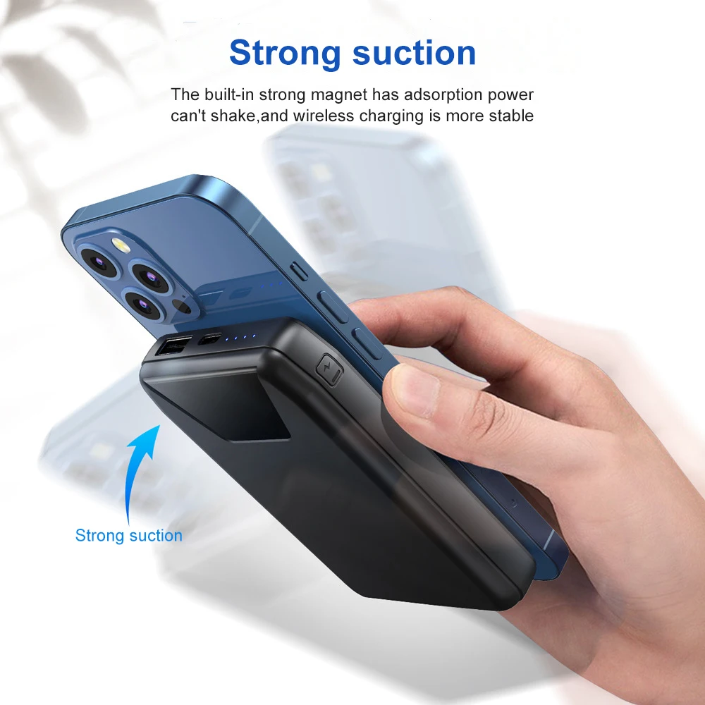 Portable 10000mah Battery Wireless Power Bank For Iphone 12 Power Bank Magnetic Charger