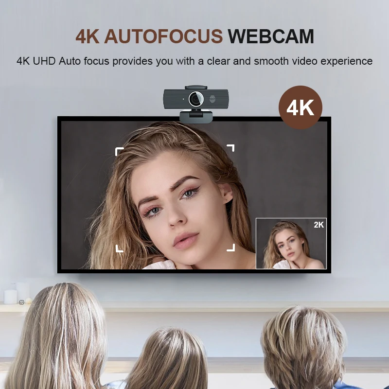 Ultra 4K HD Video Calling Noise-Cancelling Mic HD Auto Light Correction Wide Angle Compatible with Microsoft Teams Zoom
