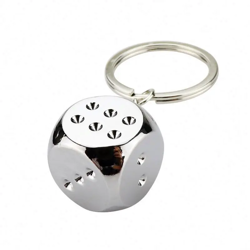 Dice Keychain Zinc Alloy 3D Metal Key Chains Casino Keychain Creative games gifts car promotional Keychain cube keyring Souvenir