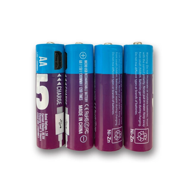 Reusable Rechargeable AA Batteries 1.2V 1.5V Micro Port Charging USB AAA Battery 4 Pack 2 Pack Set 1000mah 450mah