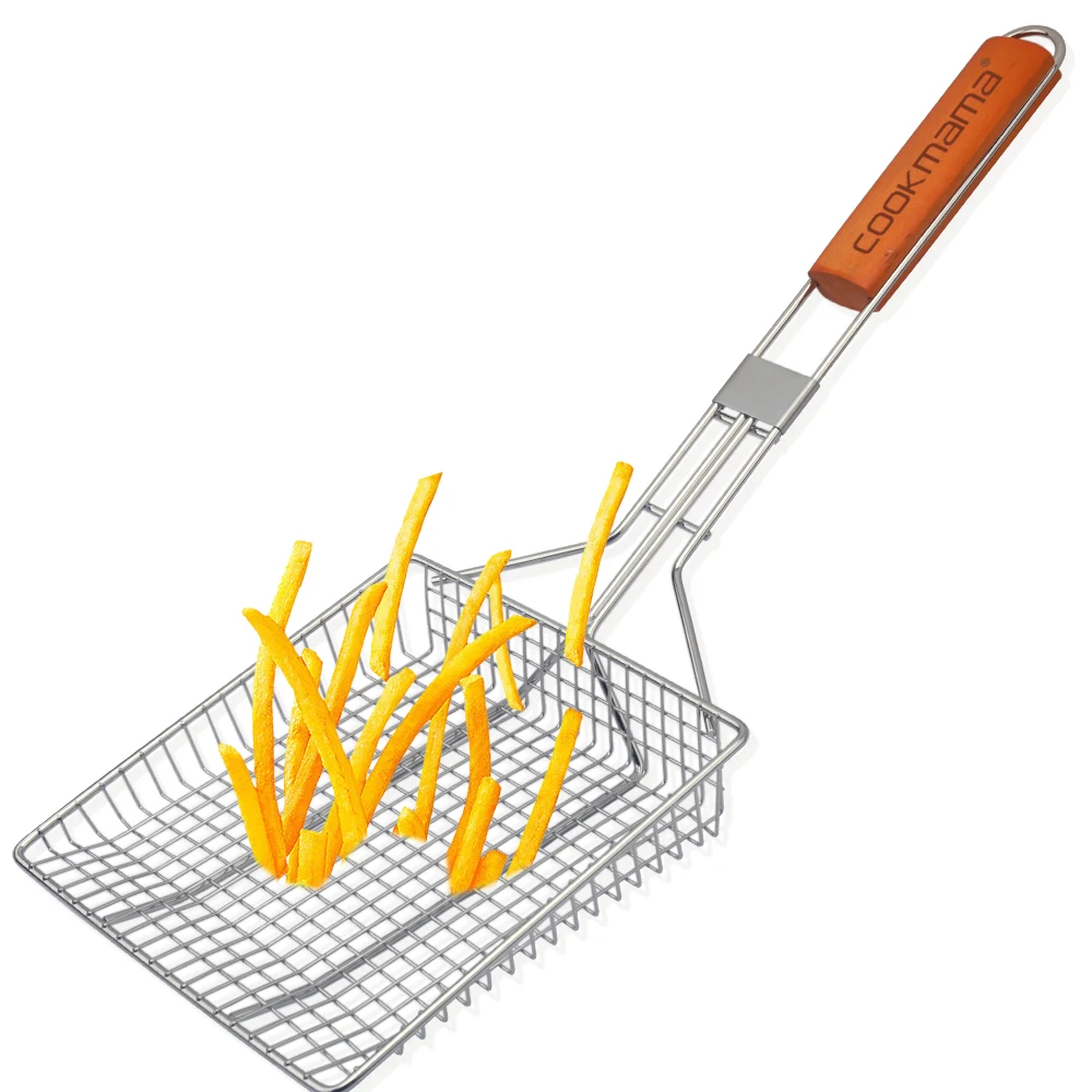 Корзина для жарки COOKMAMA, квадратная корзина для жареных чипсов, корзина для гриля и барбекю, уличные аксессуары для барбекю