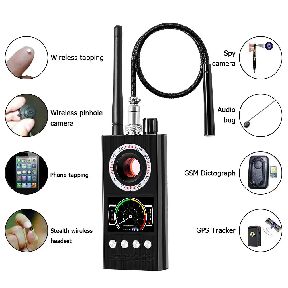 Wireless RF Signal Finder Tracker GSM GPS Hidden Camera Eavesdropping Device K68 Anti Spy Detector Bug