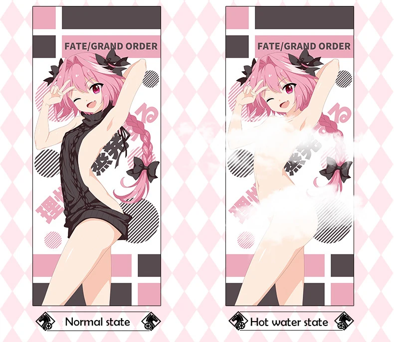 Custom printed heat changing hand towel sexy quick dry Discolor anime microfiber bath towel for adults