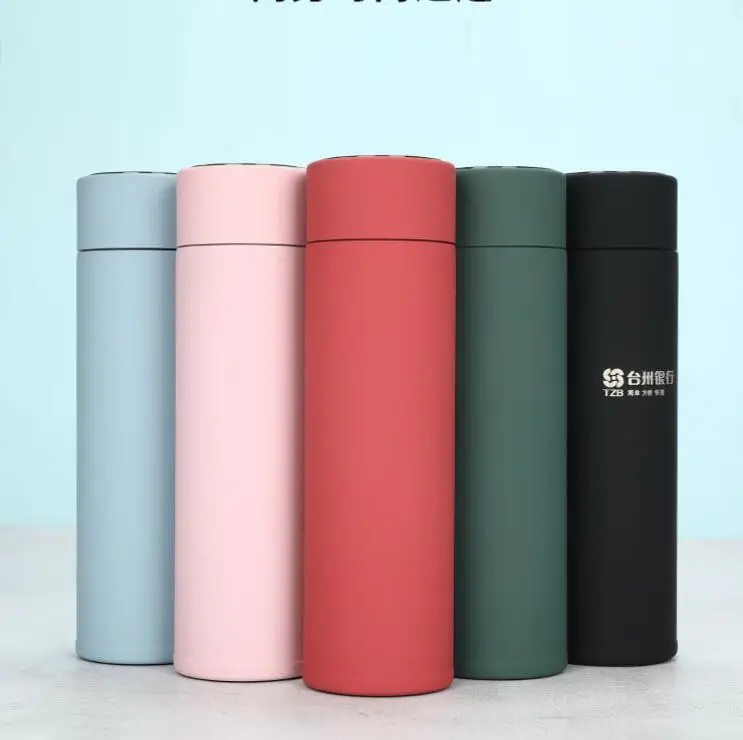 Custom 500ml Rubber Coating Led Temperature Display Stainless Steel Vacuum Insulated Smart Water Bottle