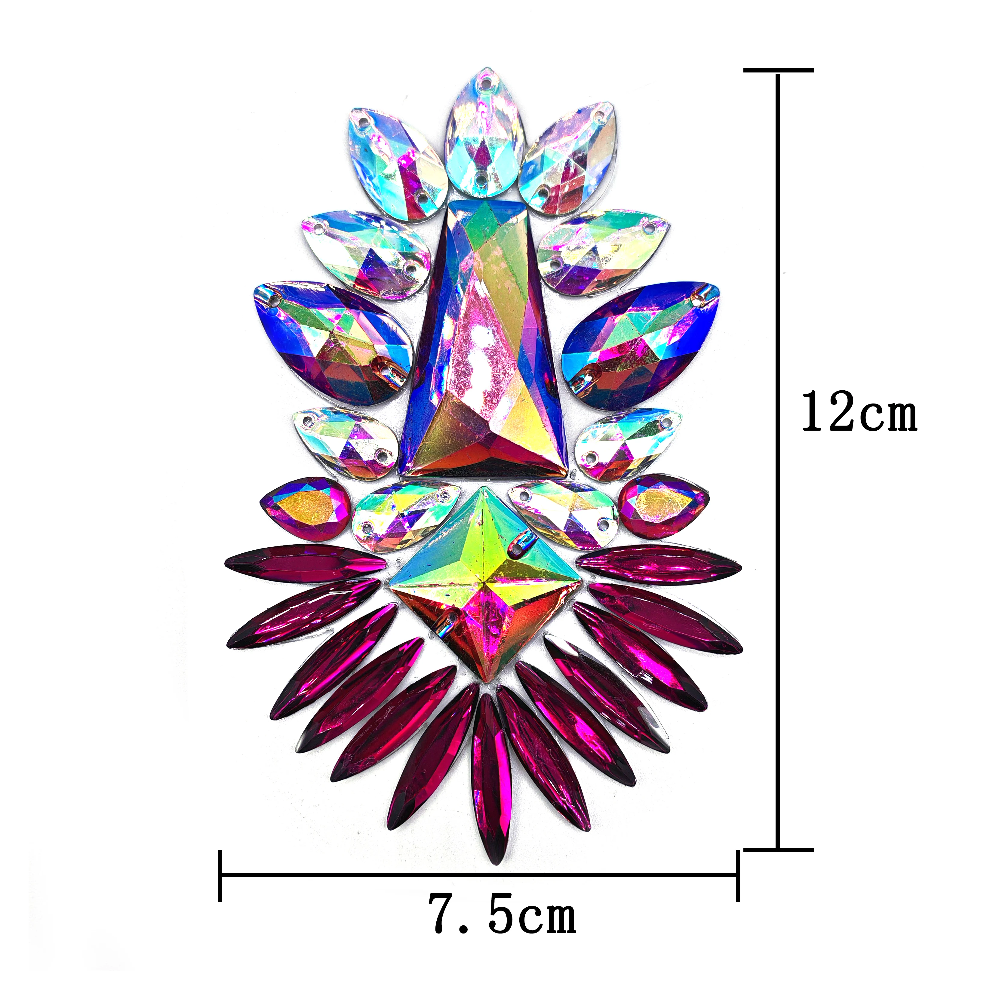 Carnival Festival Costume Accessory Pink Color Heat Transfer Resin Gem Applique Iron-On Rhinestone Patches For Clothing