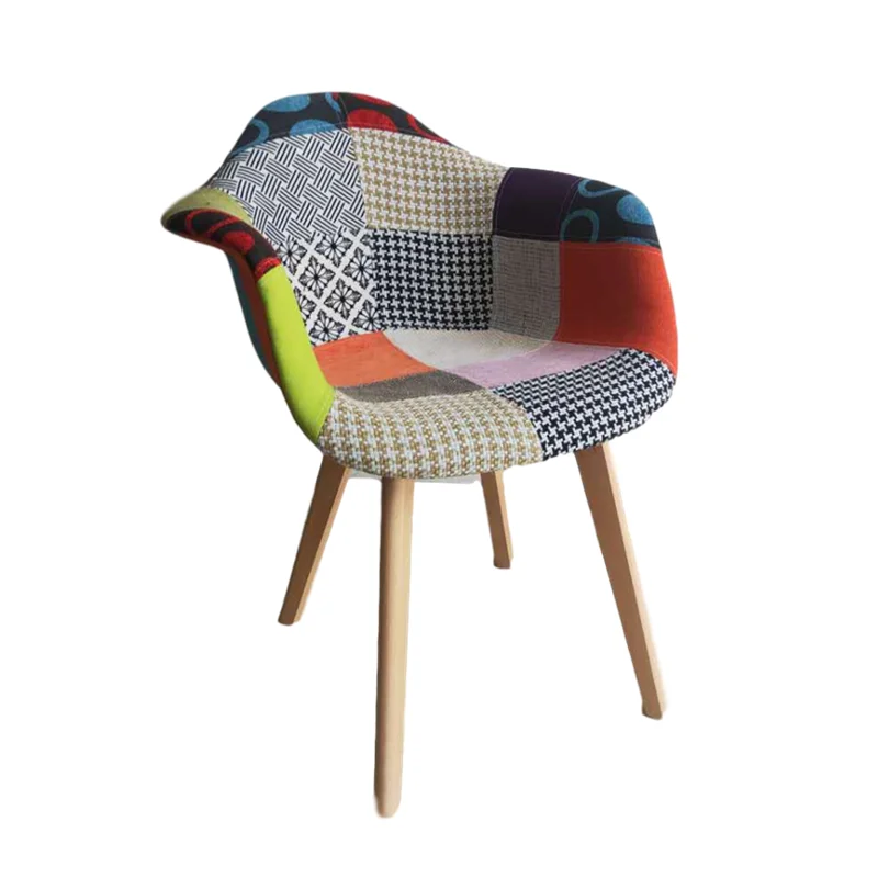 Hot Sale Free Sample Wholesale Cheap Price Home furniture Dining Room Colorful Cloth Patchwork Fabric Dining Chair