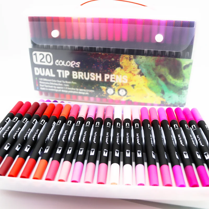 24 Colors Color Professional Drawing With Soft Double Point Touch Markers Water Based Ink Markers Pen Sketch Colour Set