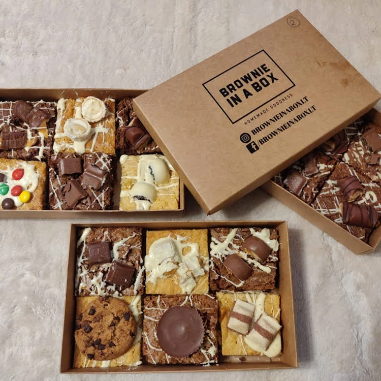 2022 Hot Popular Afternoon Tea Brownie Box Sectioned Novelty Packaging Box Romantic Craft Brownies Boxes for Packiging