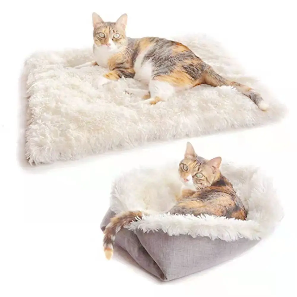 Wholesale Portable Foldable Pet Dog Cat Sleeping Nest Plush Pet Dog Bed Warm Fluffy Pets Soft Blanket Mats