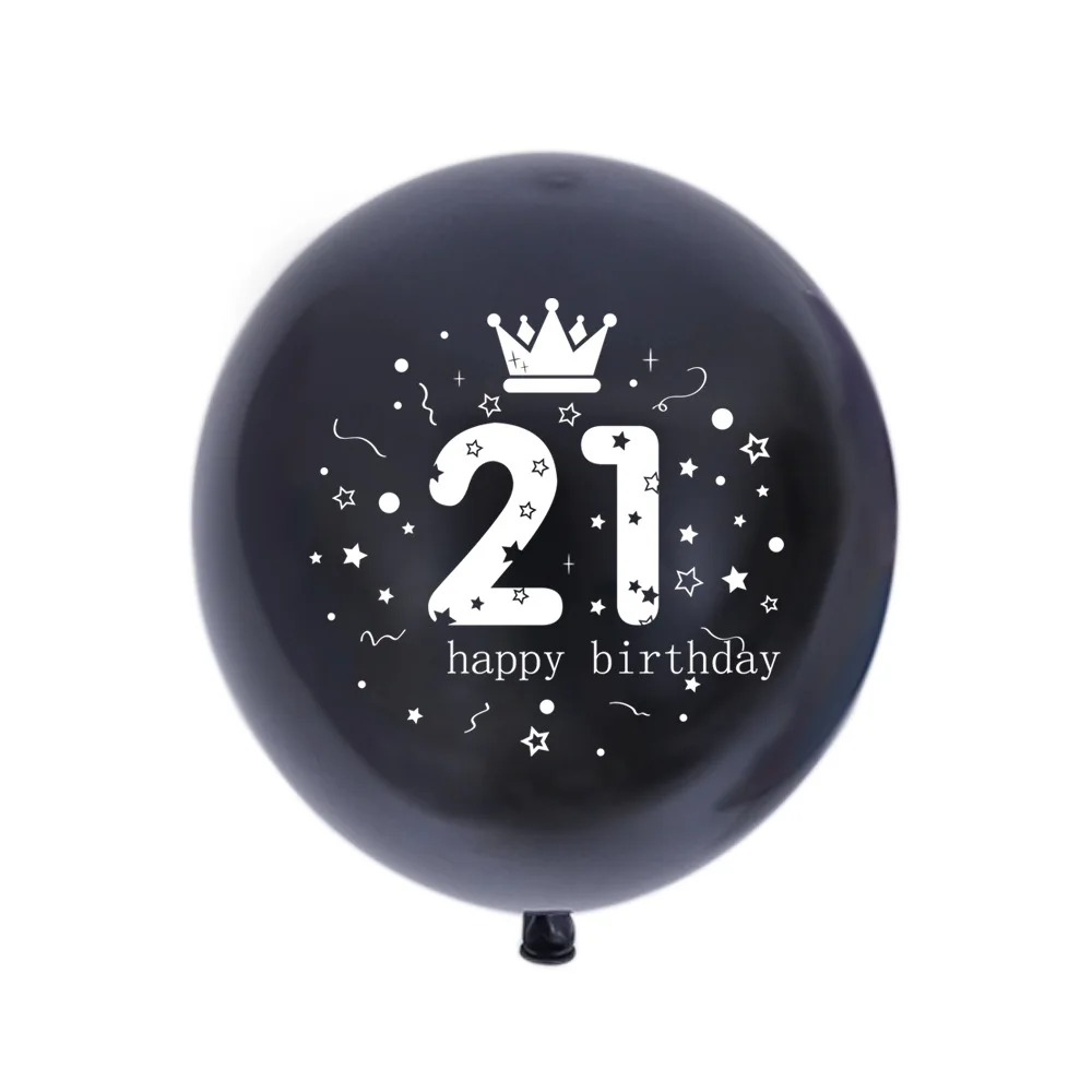 Hot Sale 18 21 30 40 50 60 Years Old Birthday Crown Latex Balloon Supplies Wholesale Happy Birthday Party Decorations