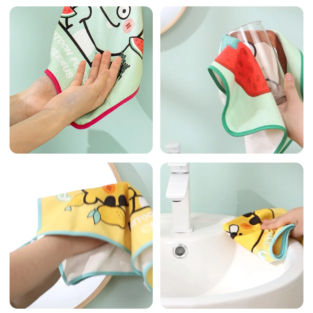 Cartoon Cute Animal Print Noserag Hanging Hand Towel for Kids Children
