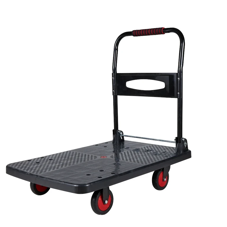 Wholesale Flat Dolly Push Cart Trolley Platform Hand Truck  Heavy Duty Four-wheel Foldable Platform Hand Trolley Cart Truck