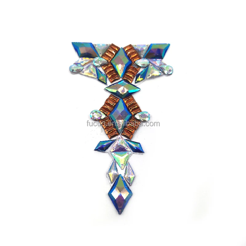 Hot Fix Irregular Gem Rhinestone Sheet Iron On Clothes Rhinestone Patch For Carnival Textile Accessories